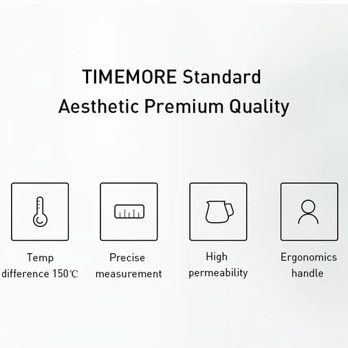 Timemore 600ml coffee server in Transparent White high borosilicate glass with V shaped spout and heat resistant handle