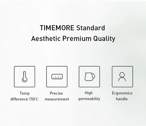 Timemore 360ml coffee server in Transparent White high borosilicate glass with V shaped spout and heat resistant handle