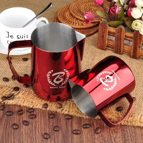 Barista Space 350/600ml Red Milk Pitcher Jug with precision latte art spout and red finish \ باريستا سبيس