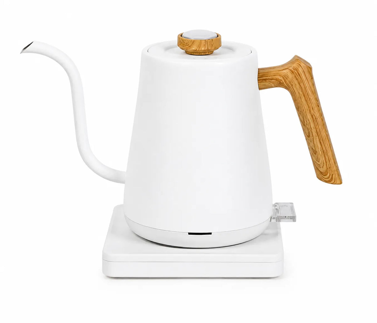 Crop Gooseneck Electric Kettle Black – 800ml, wooden handle, pour-over brewing