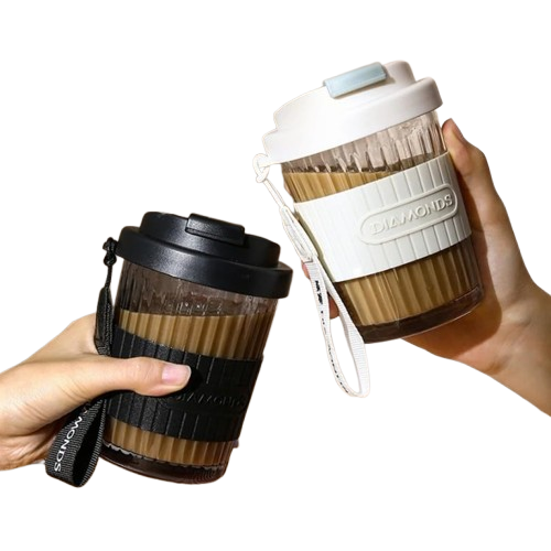 Crop Glass Mug (White - Black)