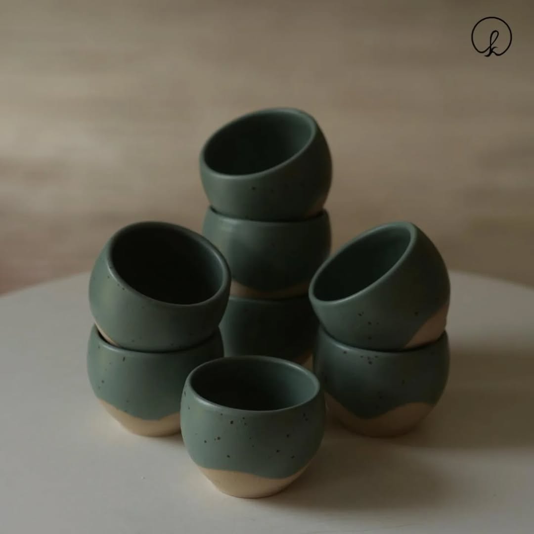 Kaloka C 62 Two Tones Twinkle Series SL Hunter Green Handmade Coffee Cup
