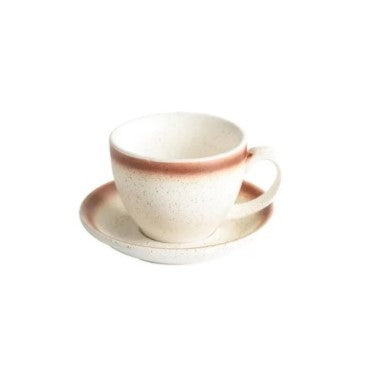 Crop 300-220-75ml- Different Size White & Brown Mix Color Ceramic Coffee Cup and Saucer