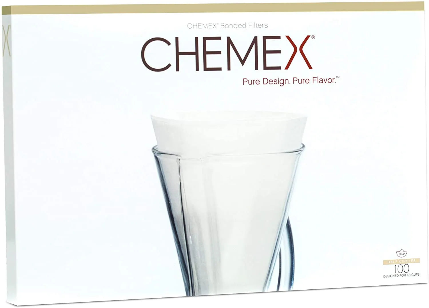 Chemex Half Moon 3 Cup Filters 100 pack specialty paper coffee filters for pour over brewing