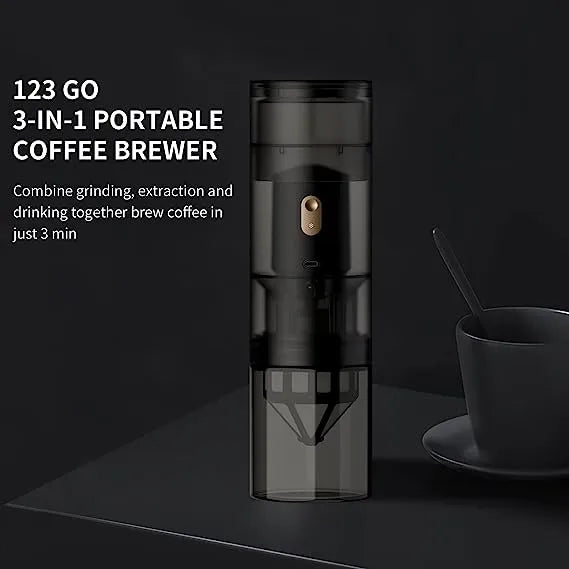 Timemore 123 Go Titanium electric grinder 60g 3 in 1 with glass jar dripper and carry bag black