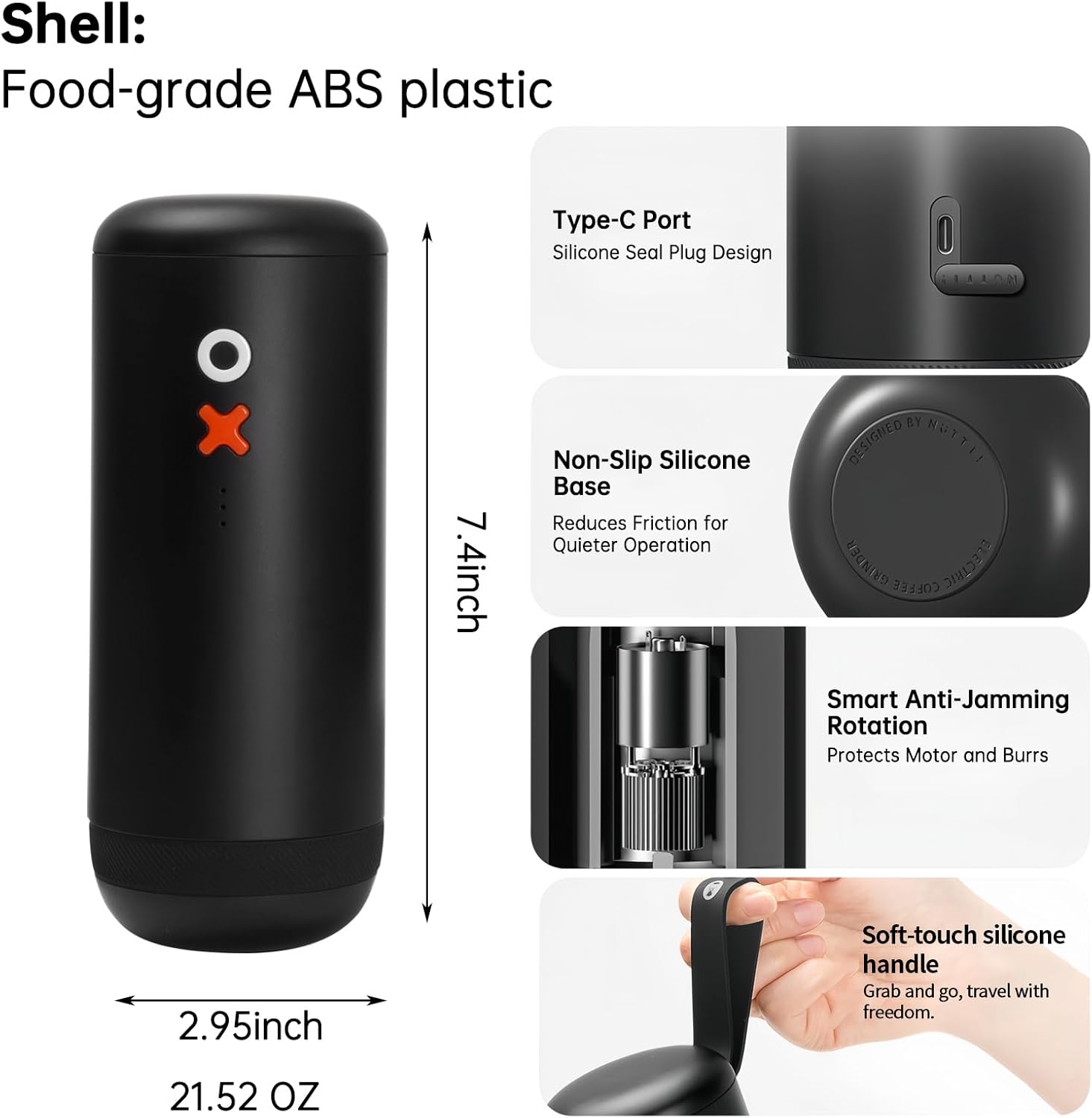 Timemore & Nuttii OX Lite Portable Electronic Grinder Black ABS Version