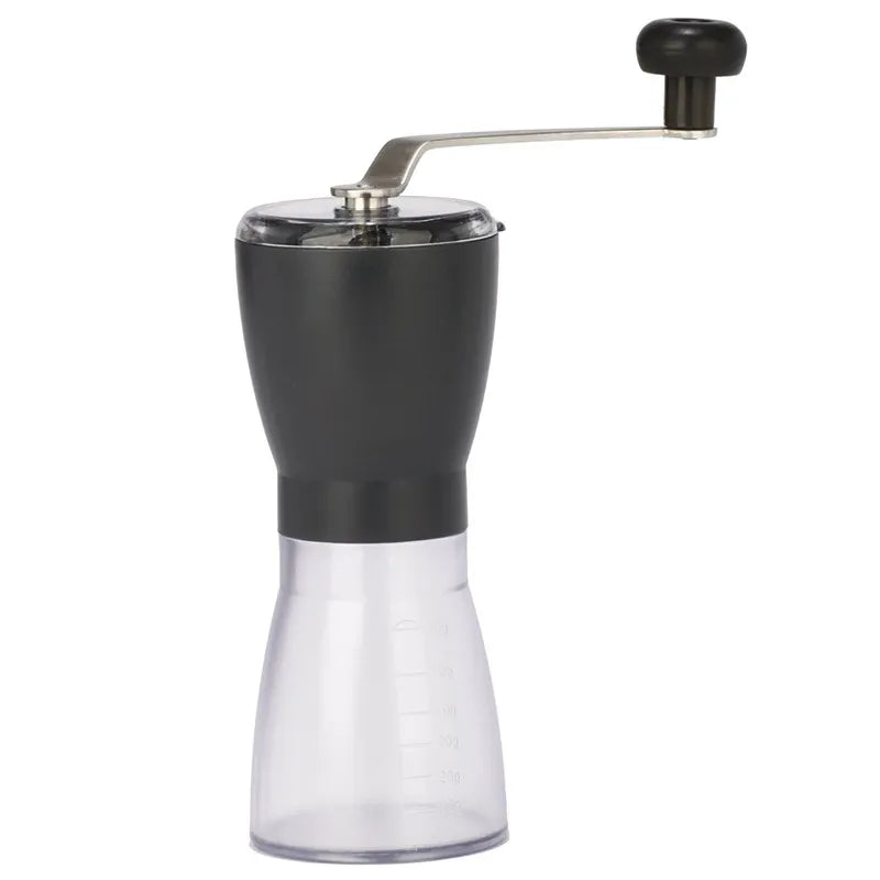 Gater manual ceramic burr coffee grinder in grey on a wooden surface