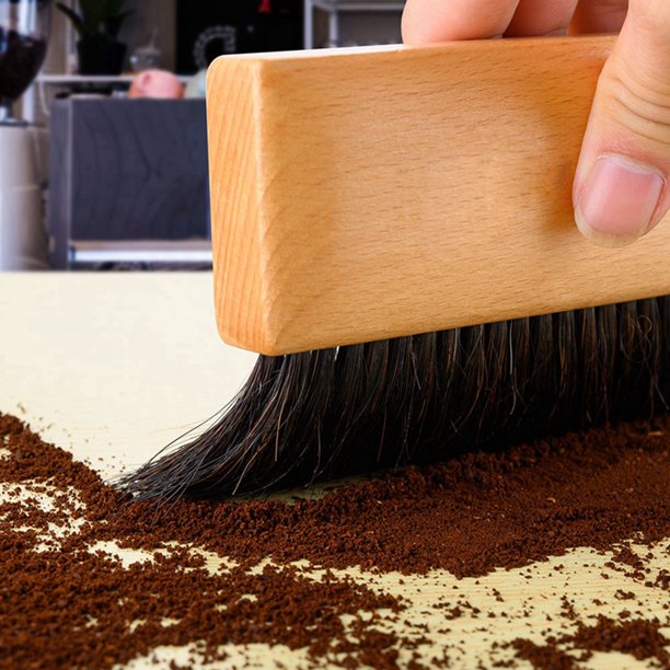 Crop Coffee Bar Cleaning Brush Horsehair With Wooden Hand
