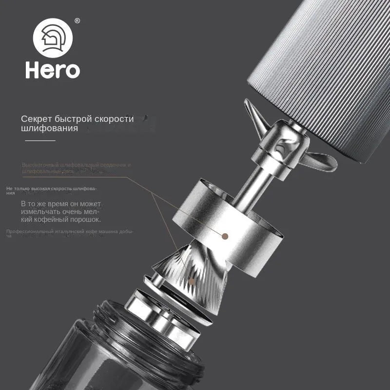 ZeroHero S02 Propeller Hand Grinder Silver 15g aluminum stainless steel portable coffee grinder