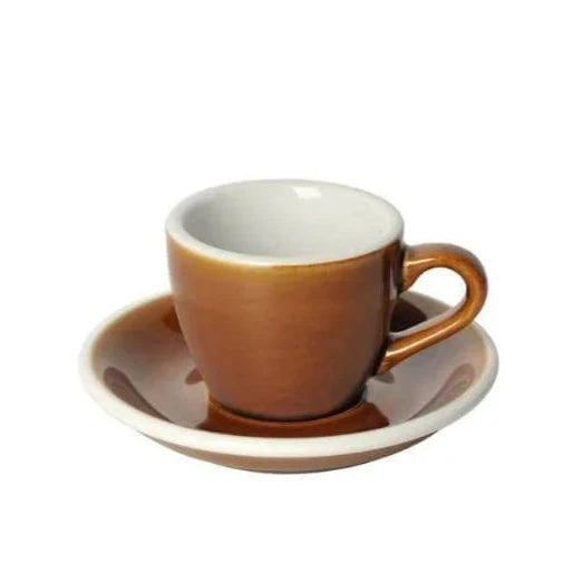 Crop 75ml Ceramic Espresso Cup & Saucer – Caramel, porcelain, 75ml capacity