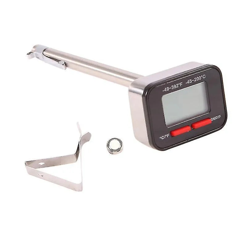 Koonan 15cm black digital thermometer for espresso and milk temperature