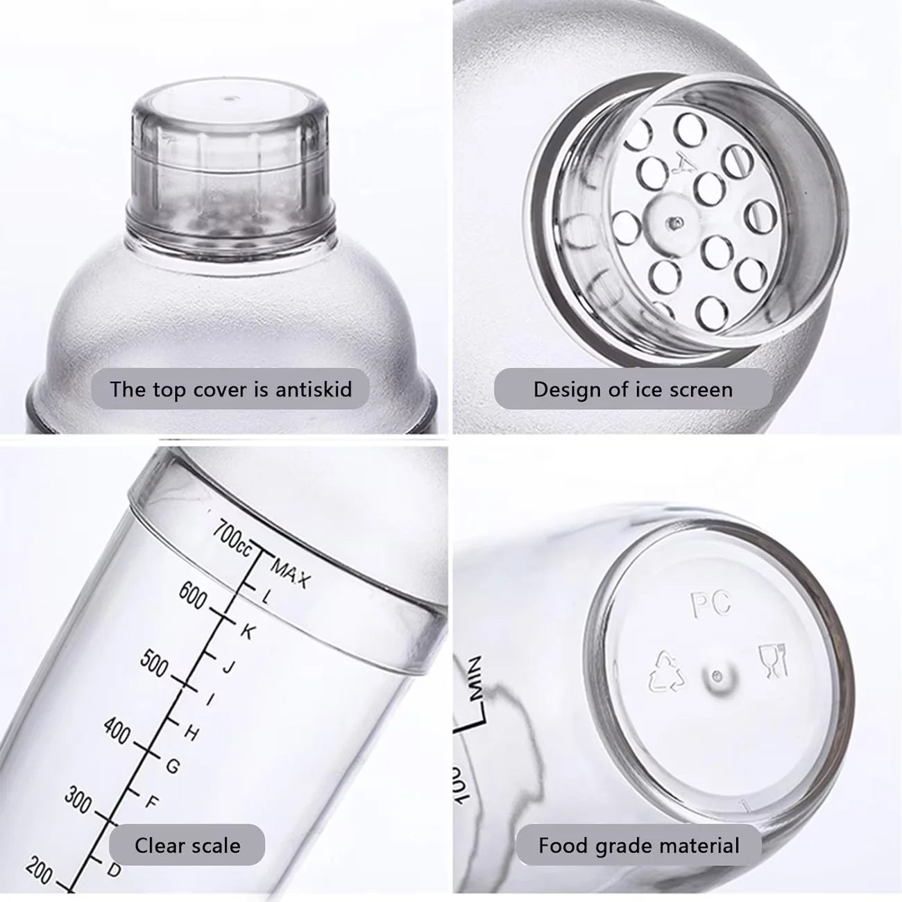 Crop 530ml Plastic Shaker with 530ml measurement markings and secure transparent lid