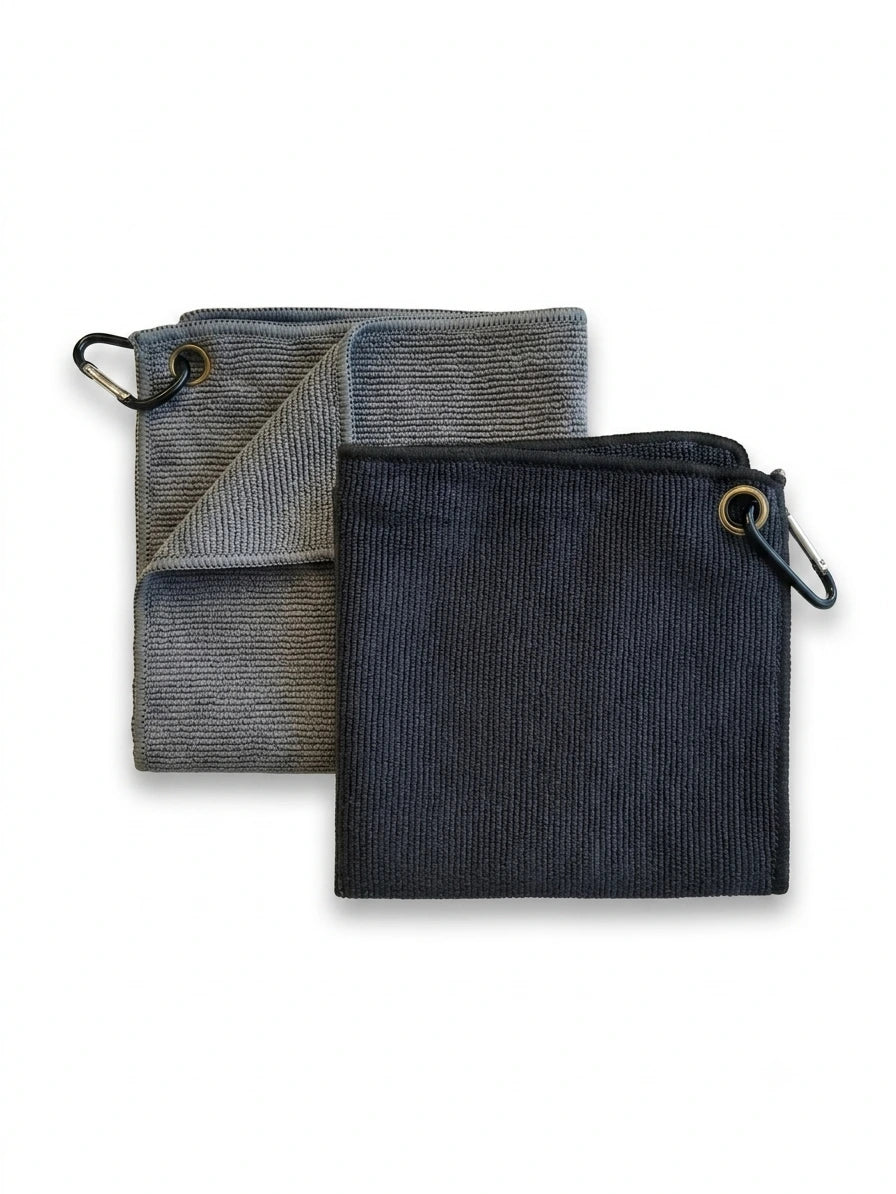 A high-quality 30x30cm Crop barista cleaning towel made of premium microfiber, available in black and grey for coffee stations.