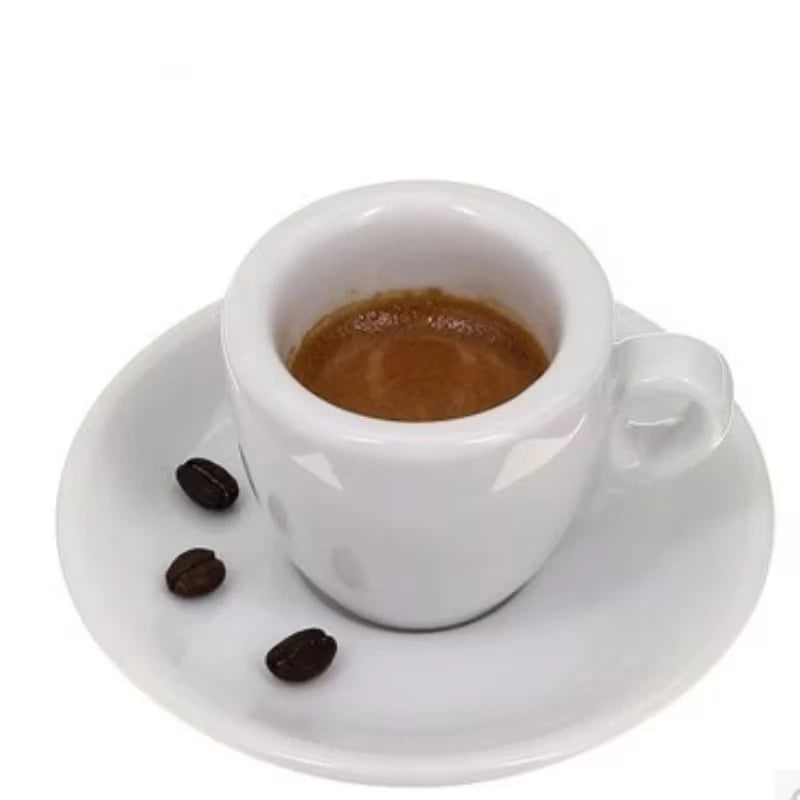 Crop 60ml Thickened White Ceramic Coffee Cup and Saucer set in classic white ceramic