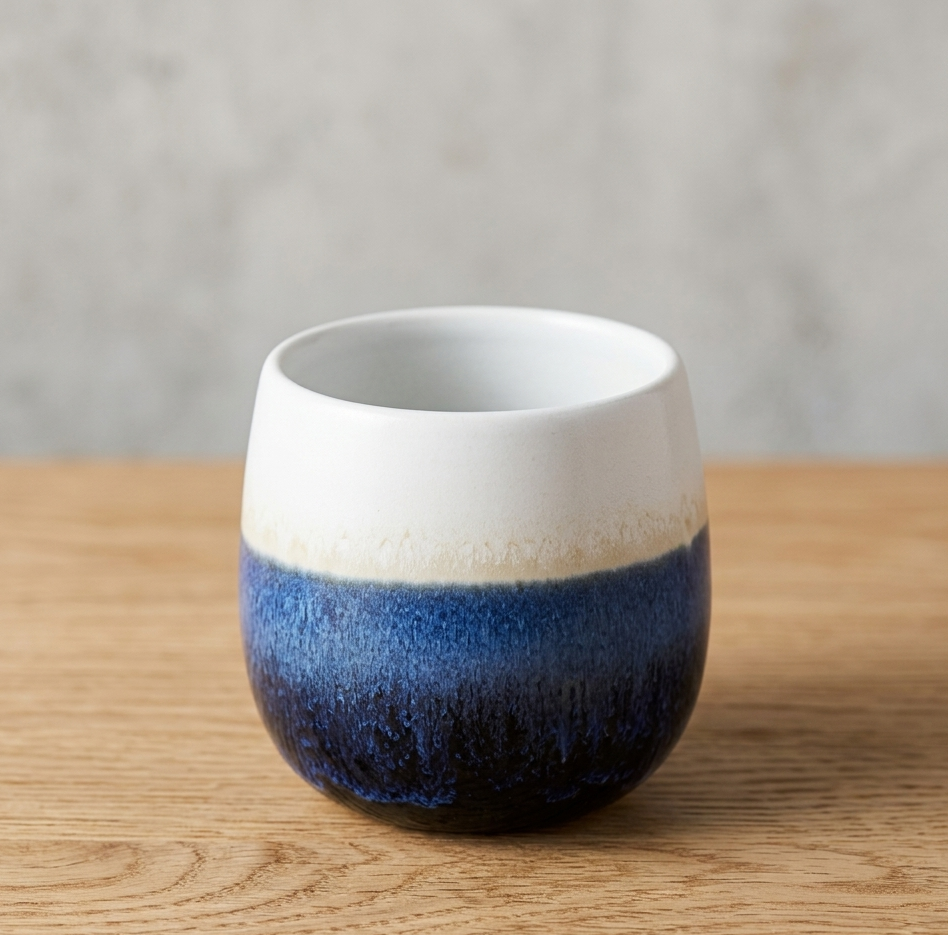 Kaloka Large C 24 Two Tones Series White-Blue Handmade Coffee Cup