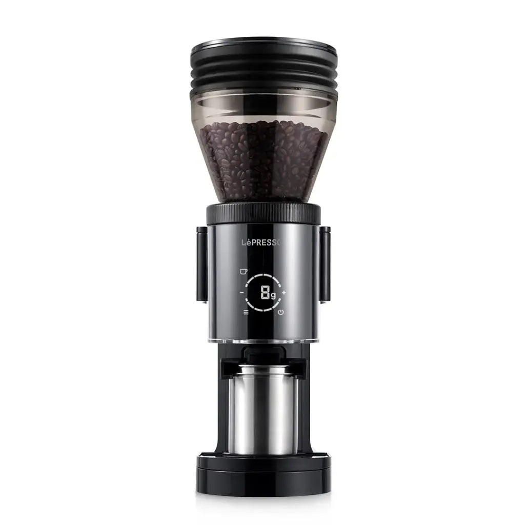 LePresso Grindeur Conical Burr Grinder with Digital Weight Control - Black