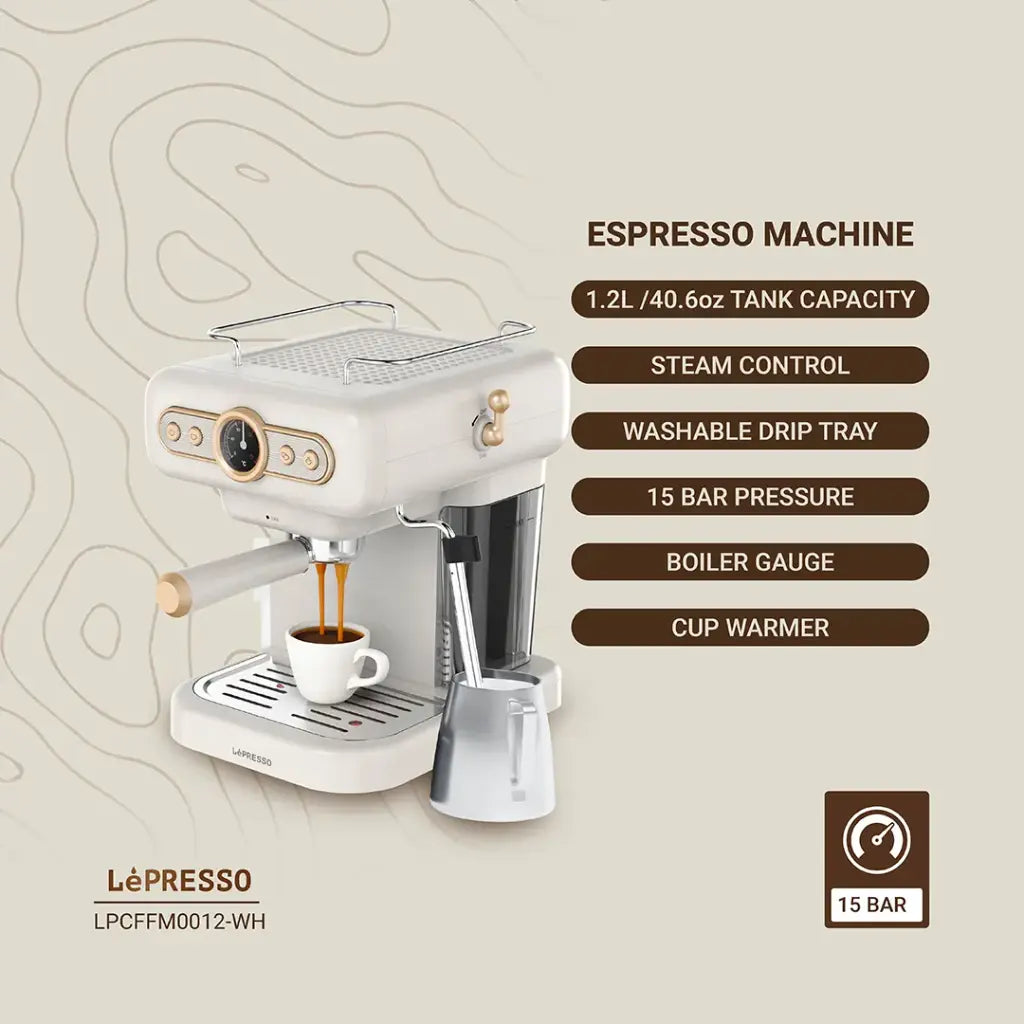LePresso Retro Espresso Boiler Machine Gauge and Milk Steamer