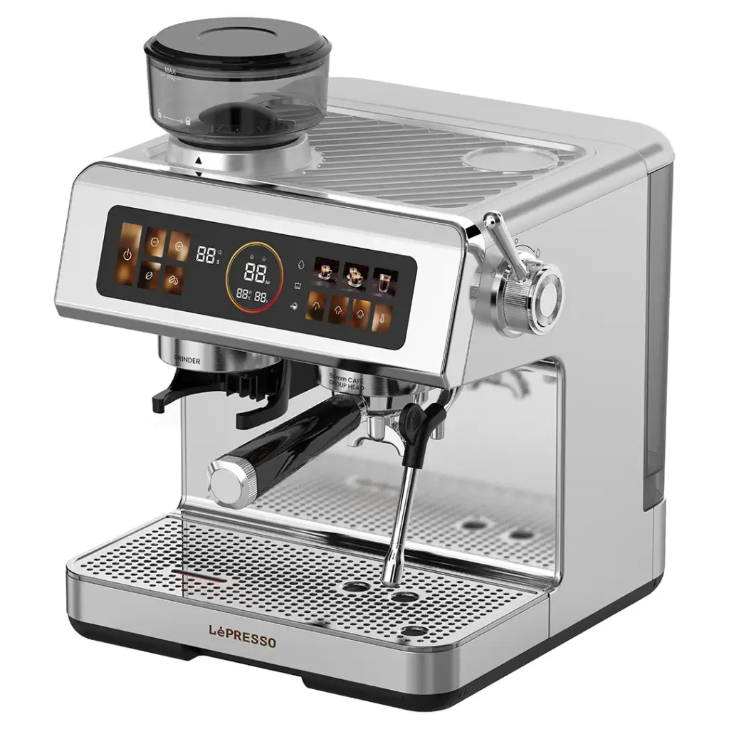 Lepresso Deliziosa Semi-Automatic Coffee Machine with Touch Control Panel - Silver