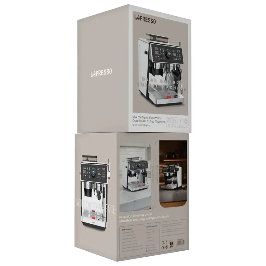 Lepresso Viventé Semi-Automatic Dual Boiler Coffee Machine with Touch Display - Silver