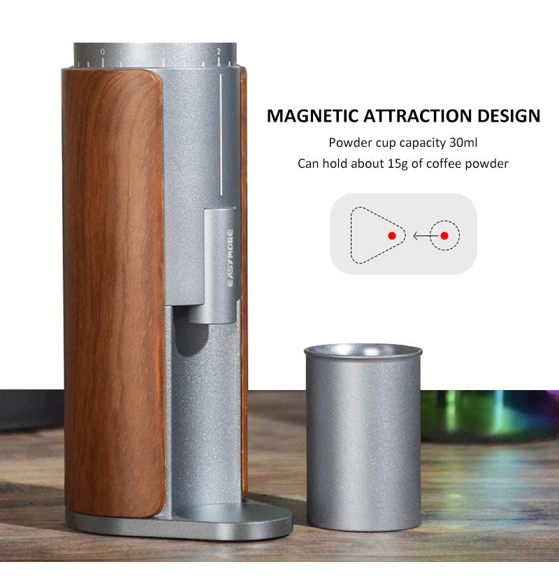 Easymore electric rechargeable coffee grinder with stainless steel blade and USB-C charging port
