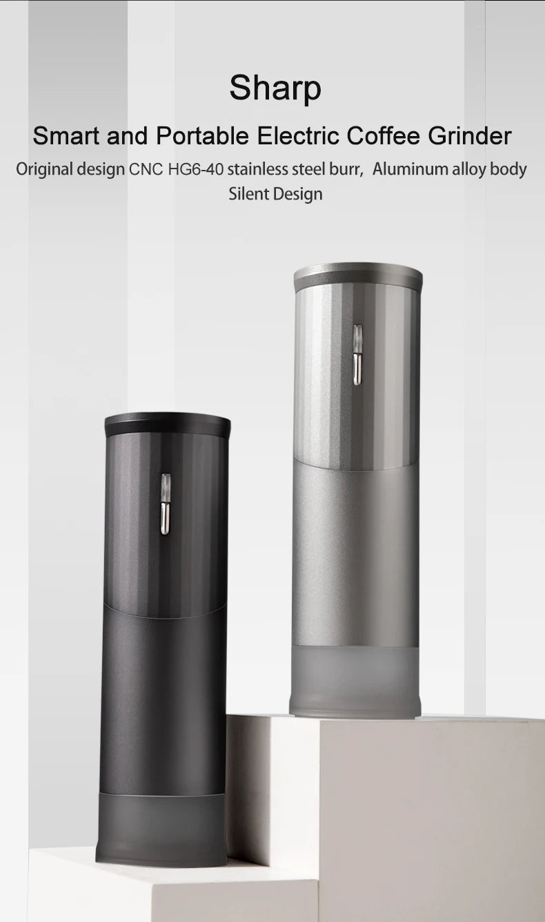 ZeroHero RUI Portable Electric Coffee Grinder Silver 25-30g aluminum alloy rechargeable