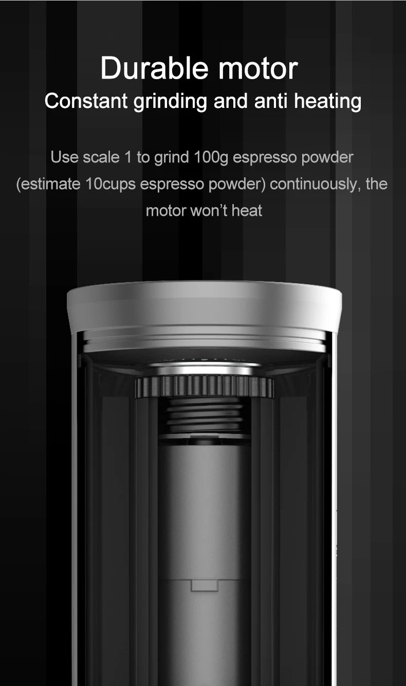 ZeroHero RUI Portable Electric Coffee Grinder Silver 25-30g aluminum alloy rechargeable
