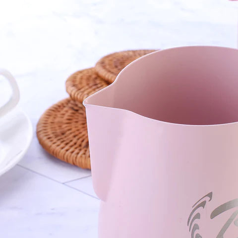 Barista Space Milk Pitchers / باريستا سبيس إبريق حليب Barista Space Teflon Pink 304 stainless steel milk pitcher jug in 350ml and 600ml for latte art and milk frothing