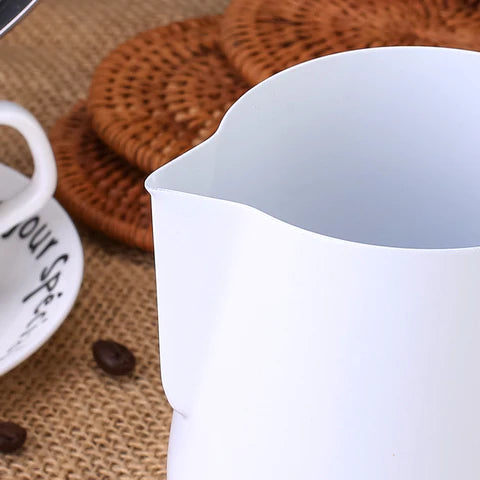 Barista Space Milk Pitchers / باريستا سبيس إبريق حليب Barista Space Teflon White 304 stainless steel milk pitcher jug in 350ml and 600ml for milk frothing and latte art