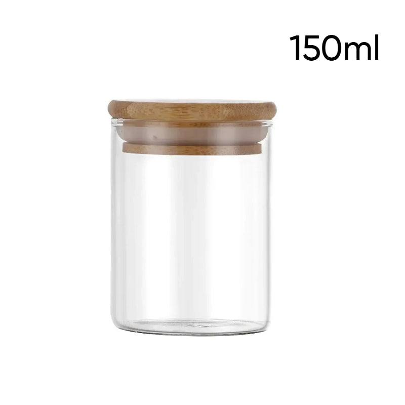 Crop Coffee Beans Jar Canister With Airtight Bamboo Lid