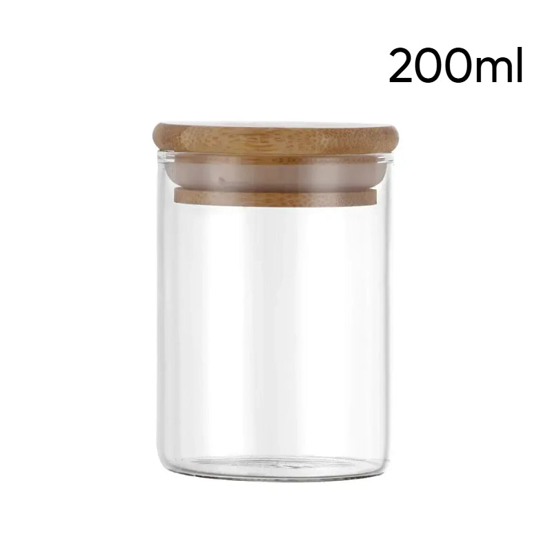 Crop Coffee Beans Jar Canister With Airtight Bamboo Lid