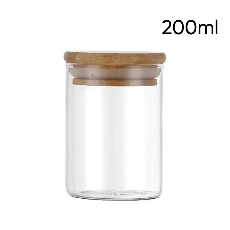 Crop coffee beans jar canister with airtight bamboo lid for specialty coffee storage and organization