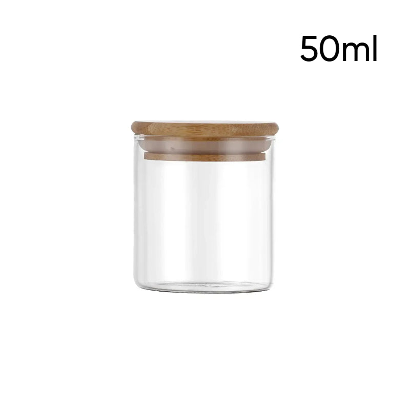 Crop Coffee Beans Jar Canister With Airtight Bamboo Lid