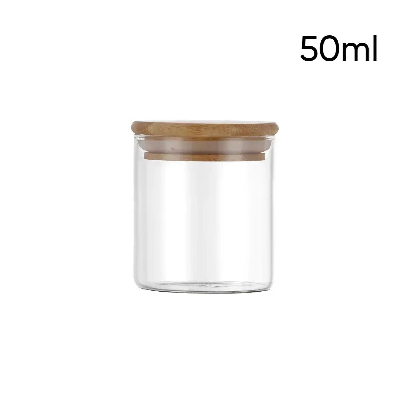 Crop coffee beans jar canister with airtight bamboo lid for specialty coffee storage and organization
