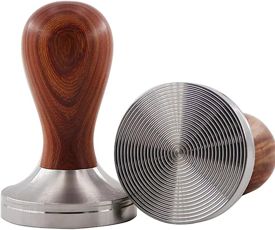 Crop 58mm Ripple Type Wooden handle Coffee Tamper