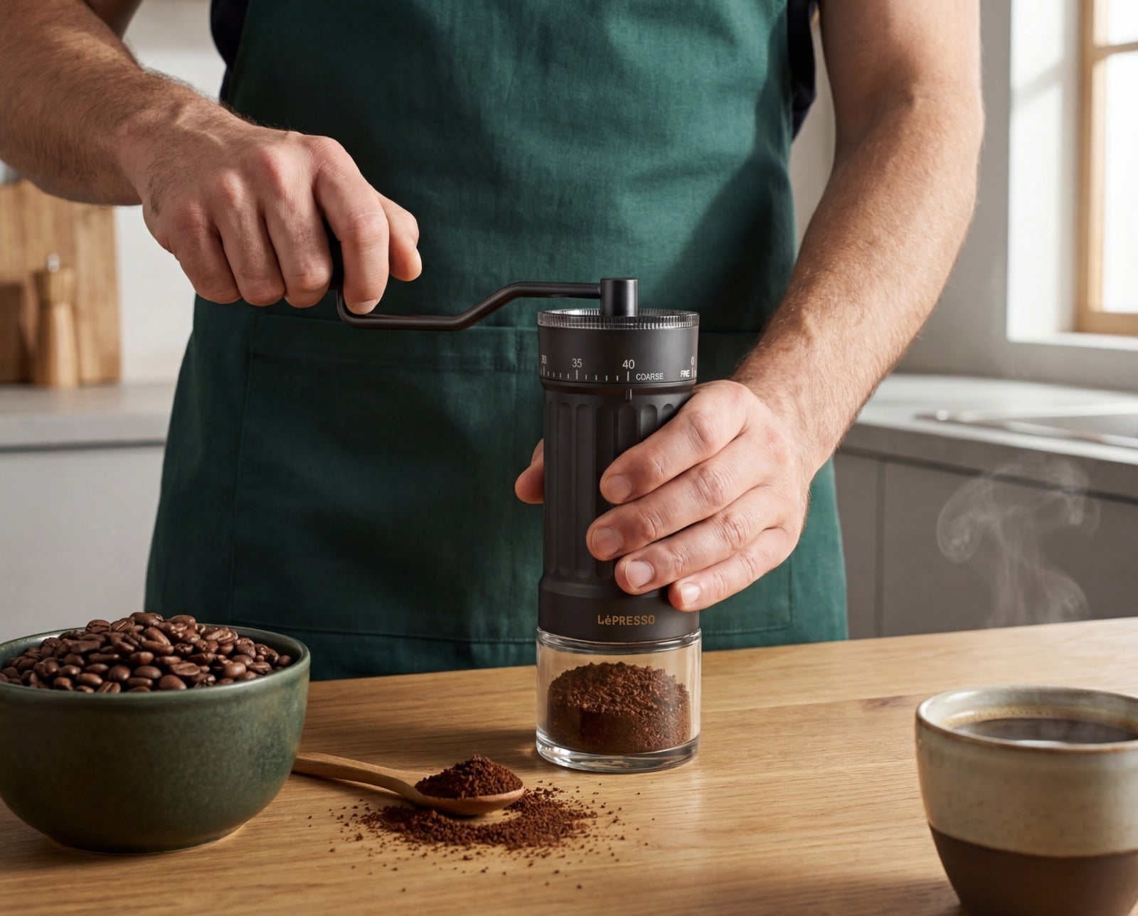 Lepresso Caffètradizione Manual Coffee Grinder Stainless Steel Burr