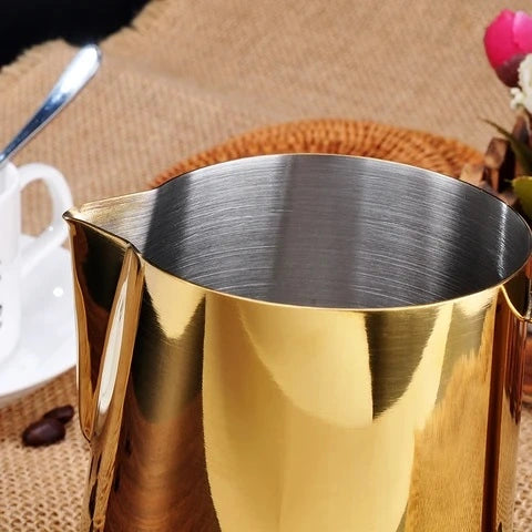 Barista Space Milk Pitchers / باريستا سبيس إبريق حليب Gold Milk Pitcher Jug available in 350ml and 600ml for latte art and milk frothing
