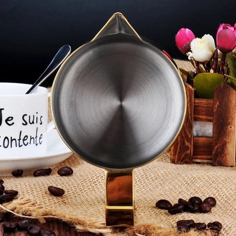 Barista Space Milk Pitchers / باريستا سبيس إبريق حليب Gold Milk Pitcher Jug available in 350ml and 600ml for latte art and milk frothing