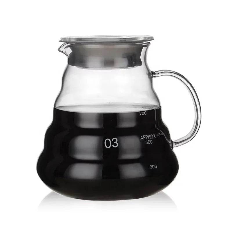 Crop Glass Coffee Server 800ml – rubber seal, dishwasher safe, pour-over companion