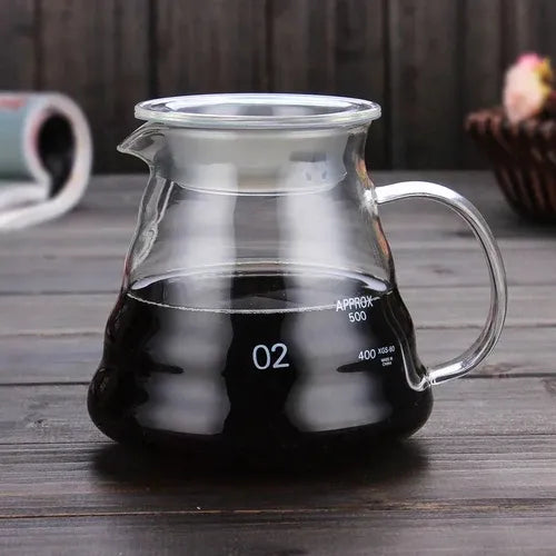 Crop 600ml V60 Range Server side view – transparent glass, hot water safe, Crop Cafe