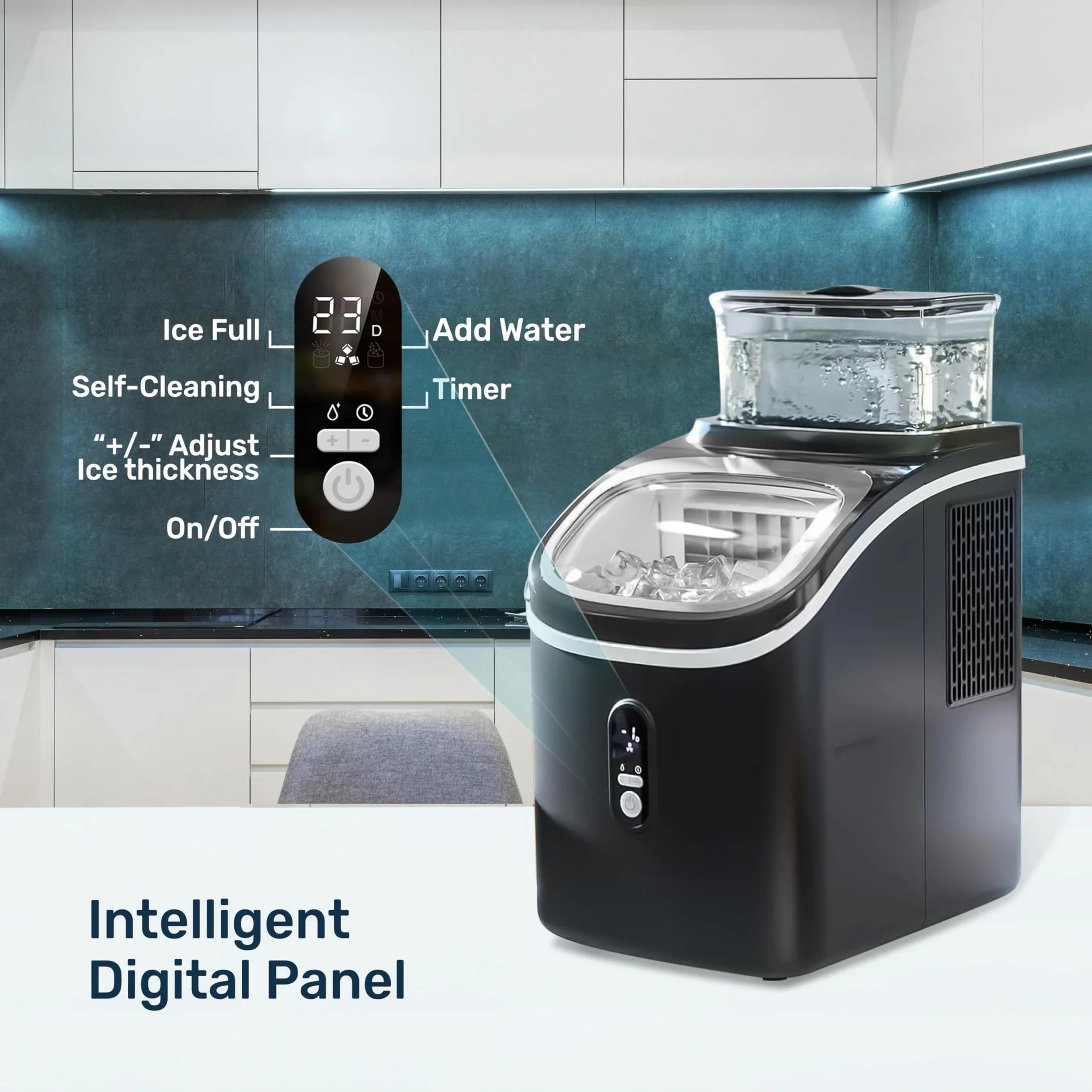 Crop Countertop Clear Ice Maker Machine