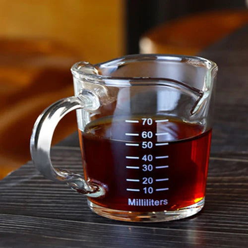 Crop 70ml Heat Resistant Double Spout Coffee Measuring Glass Cup