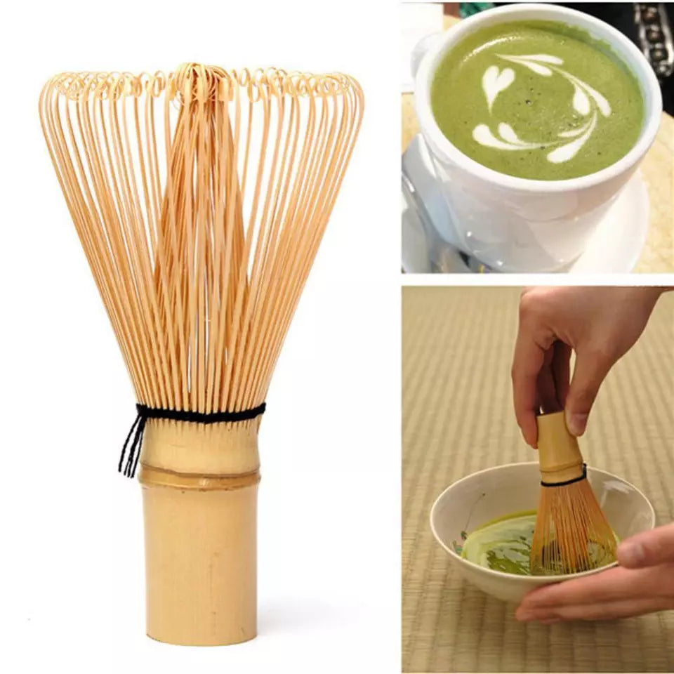 Crop Bamboo Matcha Whisk in bowl – smooth frothy matcha, natural wood finish