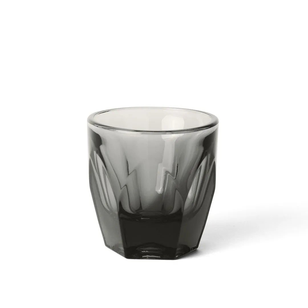 NotNeutral Vero 125ml cortado glass in Smoke hand pressed specialty coffee glassware made in USA