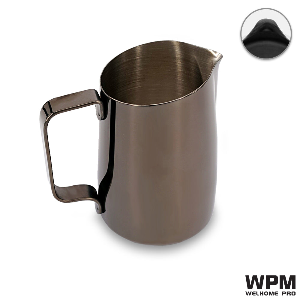 WPM 450ml Titanium Black Milk Pitcher Round Spout