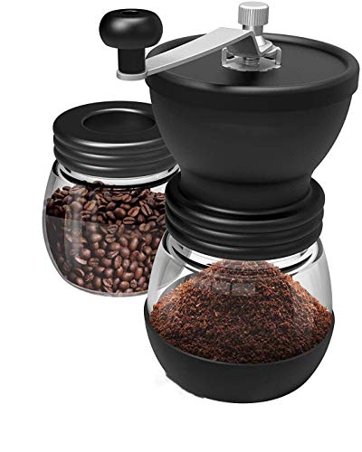 Crop Manual Ceramic Burr Coffee Bean Grinder with Fortified Glass Storage