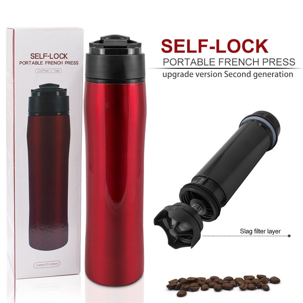 Crop 350ml Portable Travel Coffee French Press Red