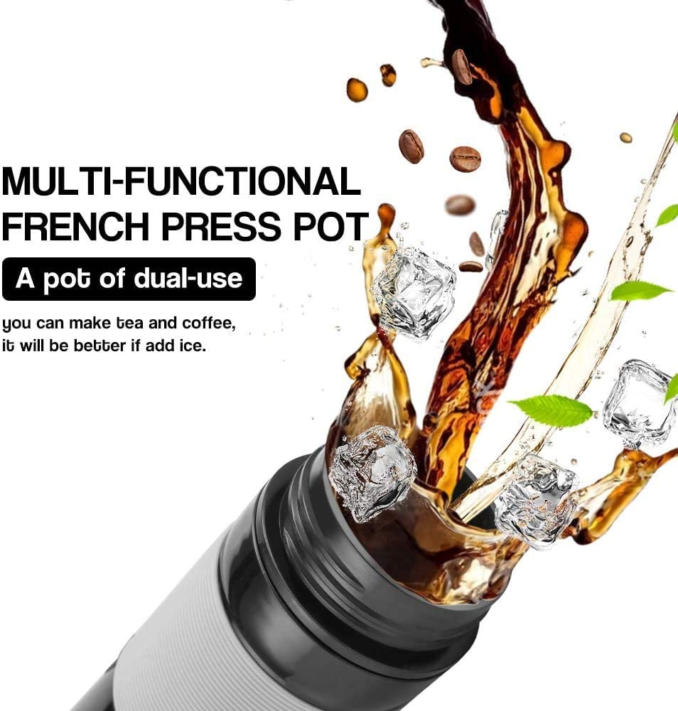 Crop 300ml Portable Travel Coffee French Press Black