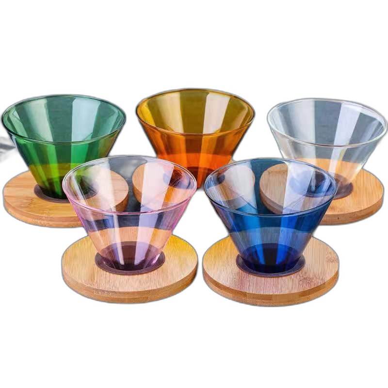 Crop 02 V60 Glass Coffee Dripper with Wooden Holder