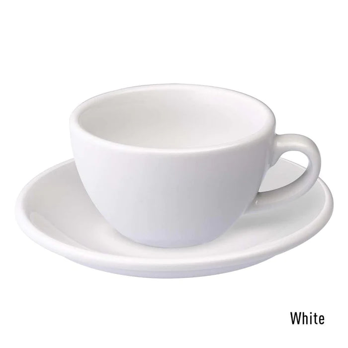 Crop 220ml ceramic coffee cup and saucer for cappuccino available in multiple porcelain color options