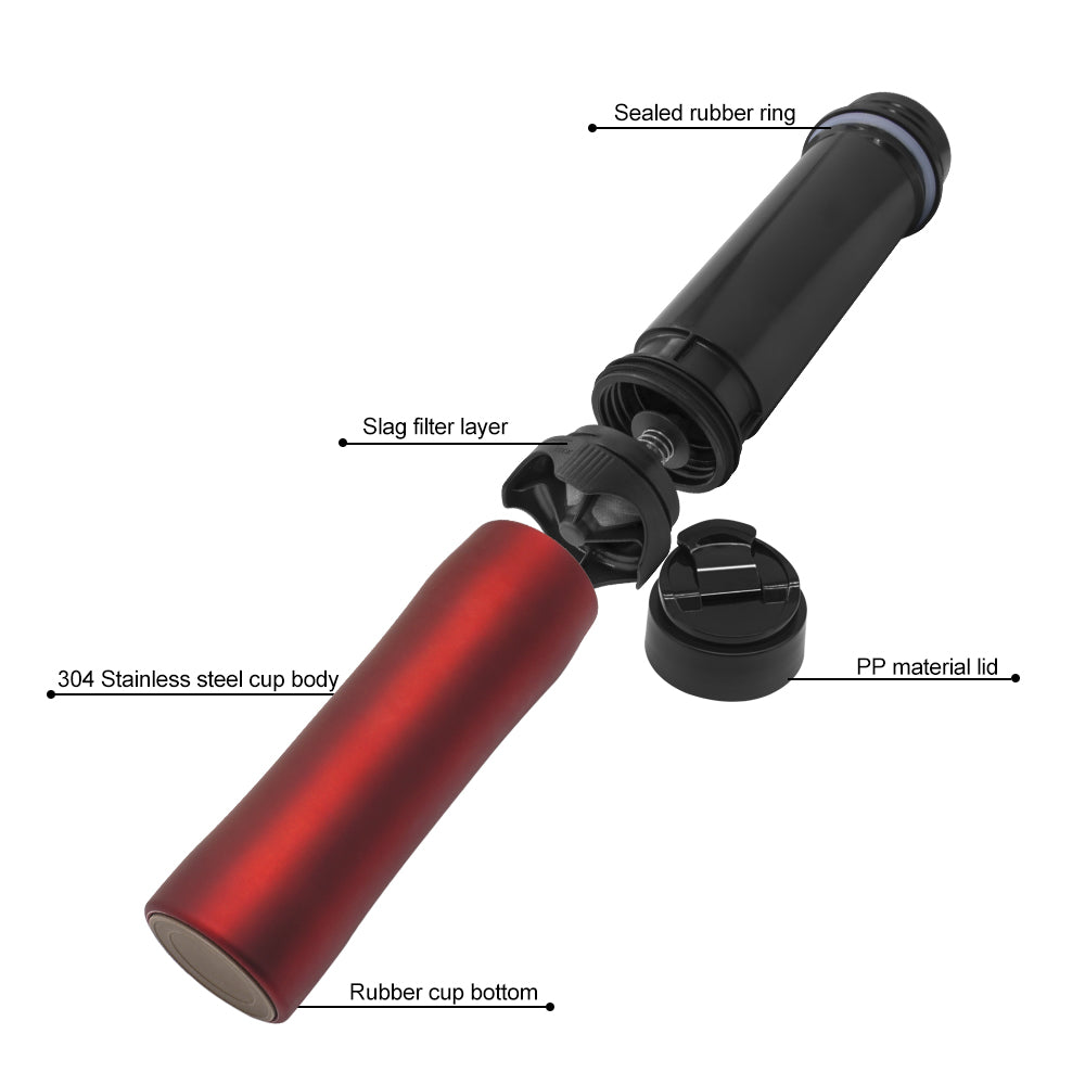 Crop 350ml Portable Travel Coffee French Press Red